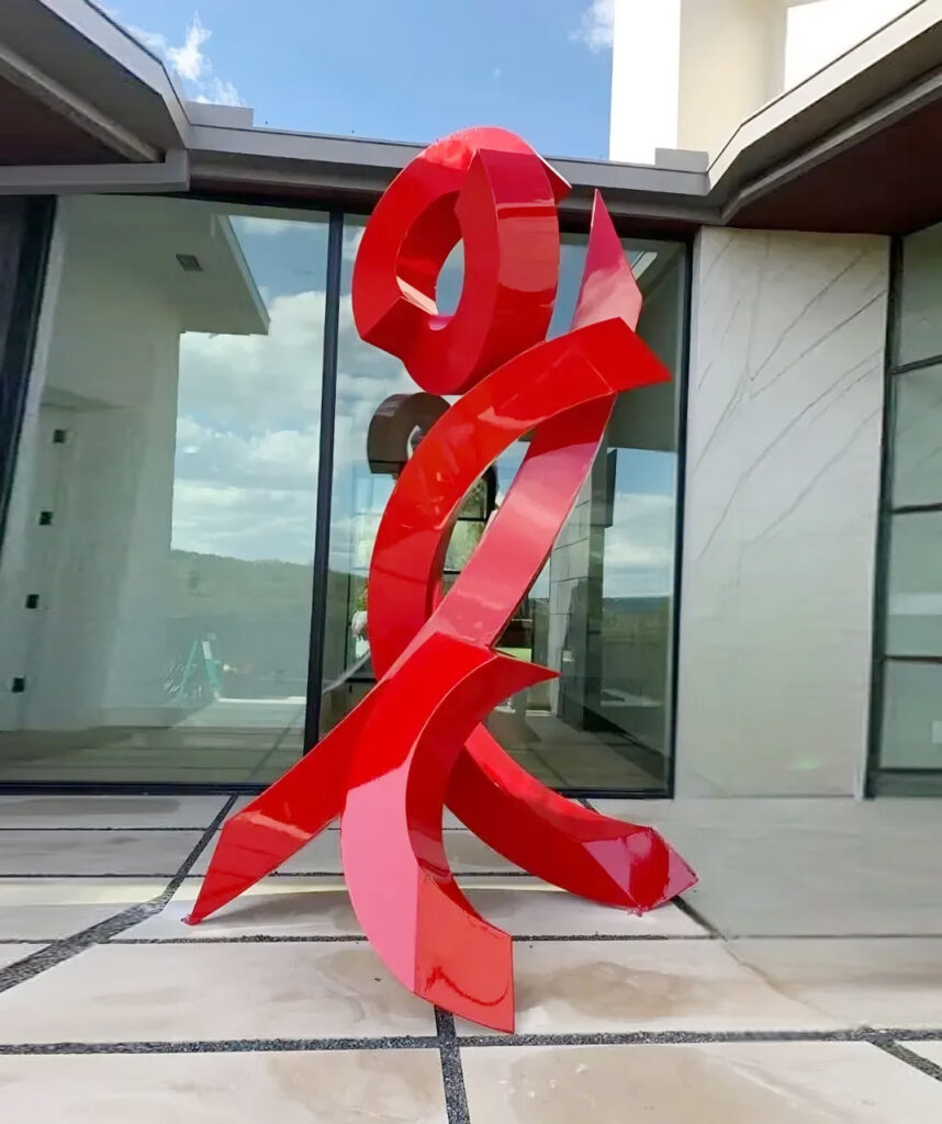 red metal sculpture 1 transformed Photoroom